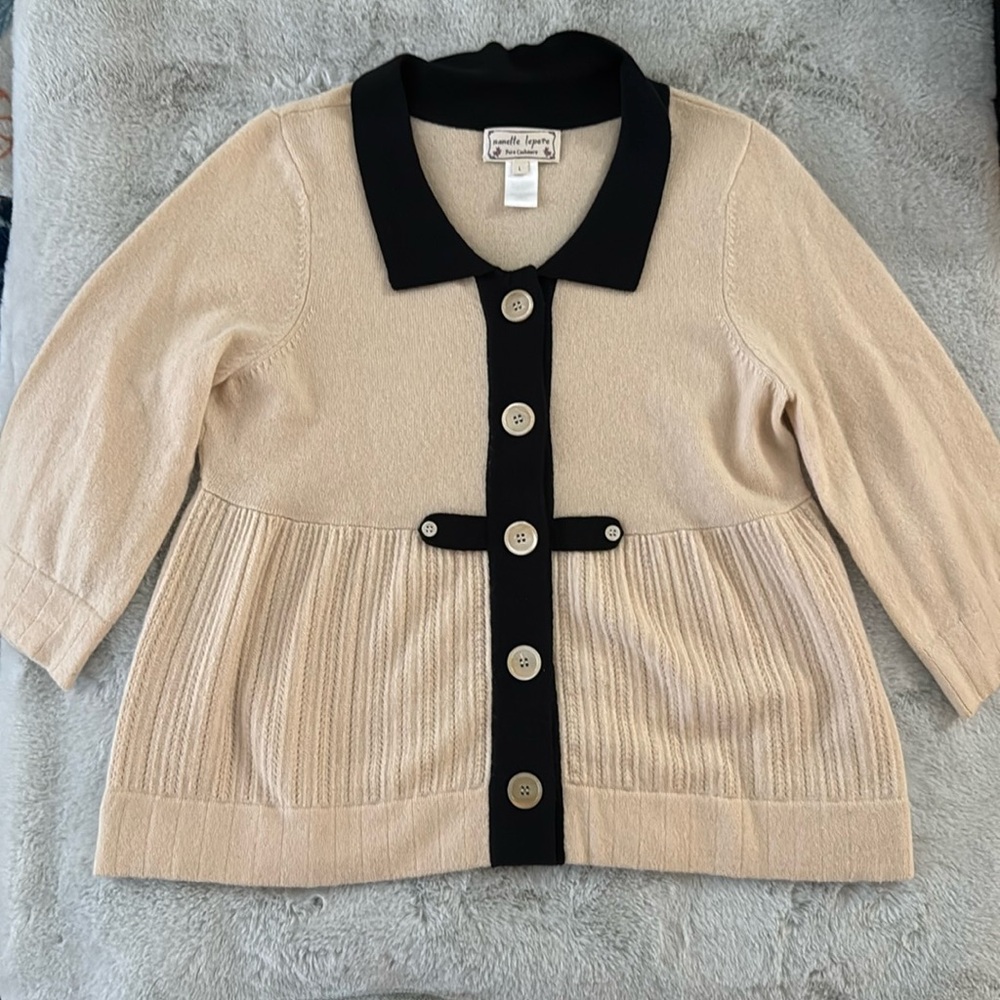Nanette Lepore 100% Cashmere Peplum Sweater - Large